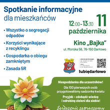 Plakat zapraszający na spotkanie informacyjne dla mieszkańców